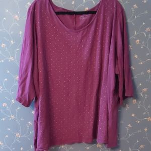Catherines 4X Purple Top tiny metal stud polka dot